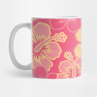 Vintage Hawaiian Orange Hibiscus Flower Pattern Mug